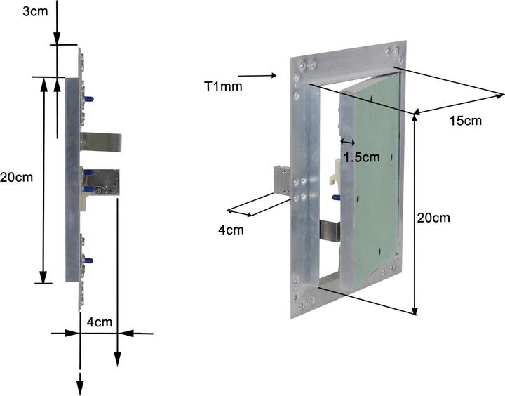 Actual product image Wiltec Access Panel Inspection Revision Door 15x20cm Aluminum Frame Hoist Drywall