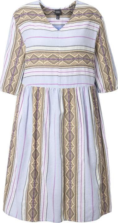 Actual product image Ulla Popken Mixed Stripe 3/4 Sleeve A-Line Dress (54)