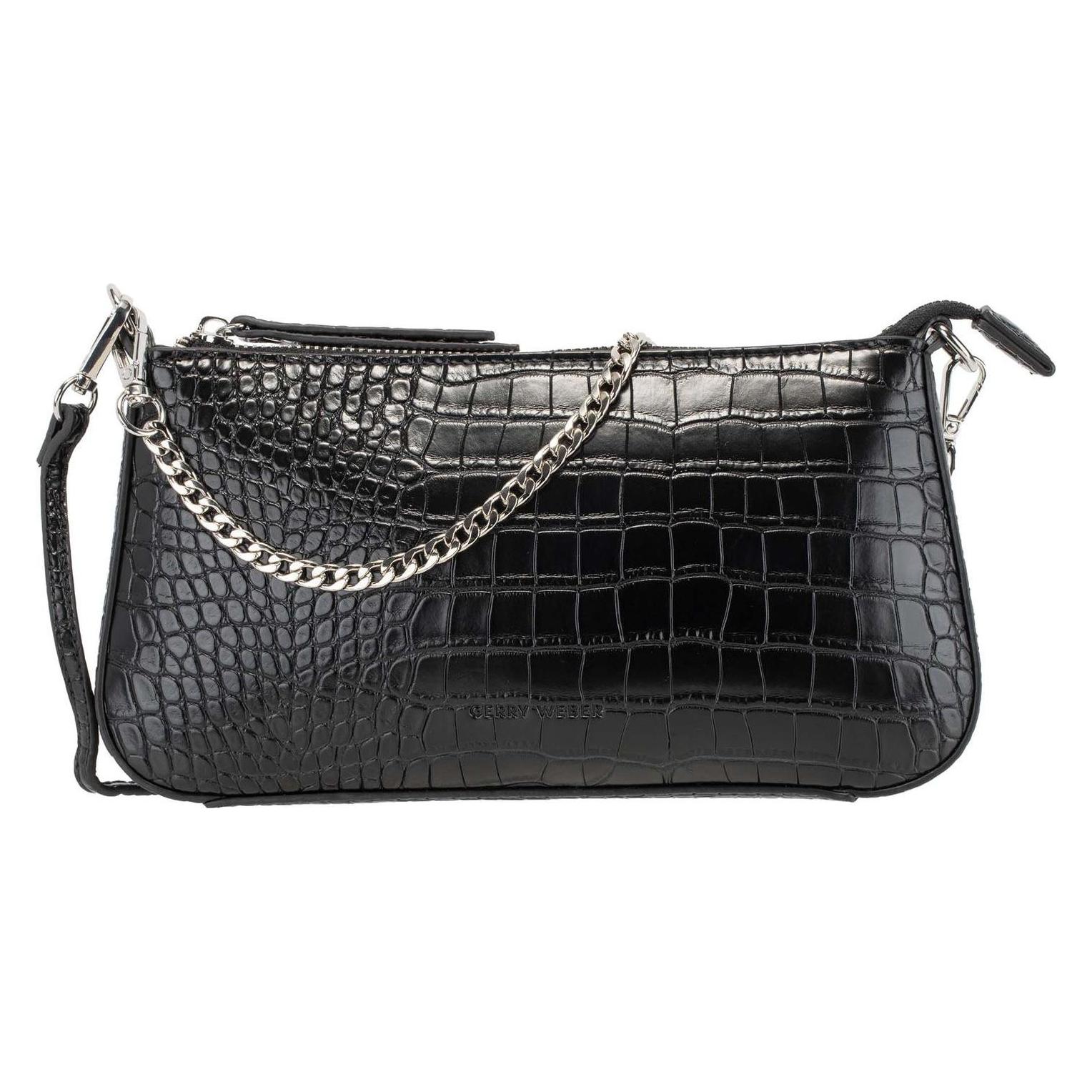 Gerry Weber, Damen, Handtasche, Festive Croco Shoulderbag, Schwarz
