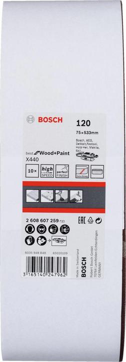 Actual product image Bosch Professional Zubehör PRO X440 sanding belt, 75 x 533 mm, G120 (120)