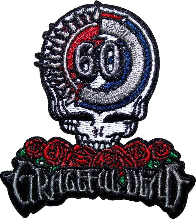 Actual product image Grateful Dead 60th Anniversary Logo Woven Skull Iron On Patch