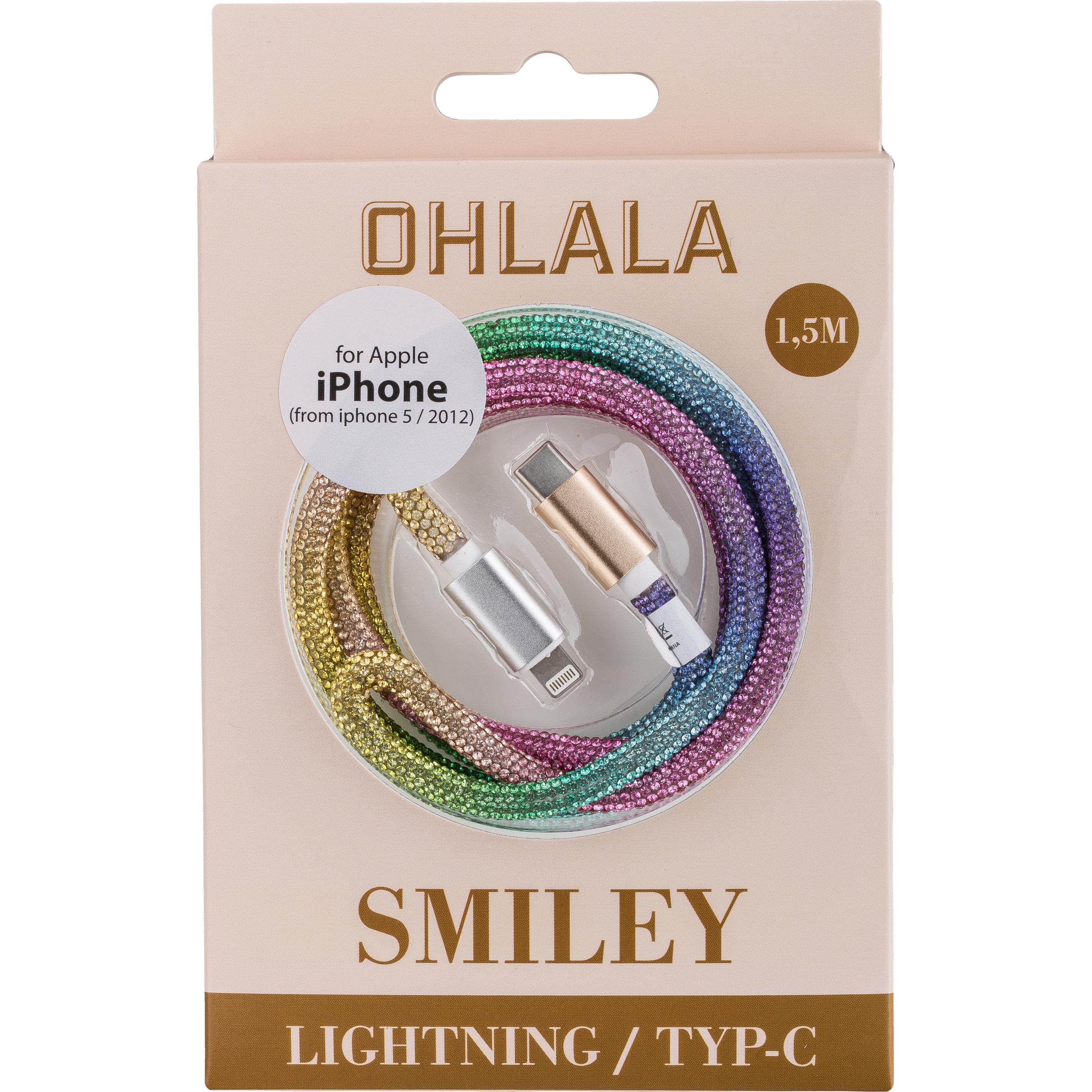 Thumbnail - Peter Jäckel OHLALA! Glamour 1m USB Data Cable Rainbow für Typ-C/ Apple Lightning mit Sync- und Ladefunktion (1 m), USB ...
