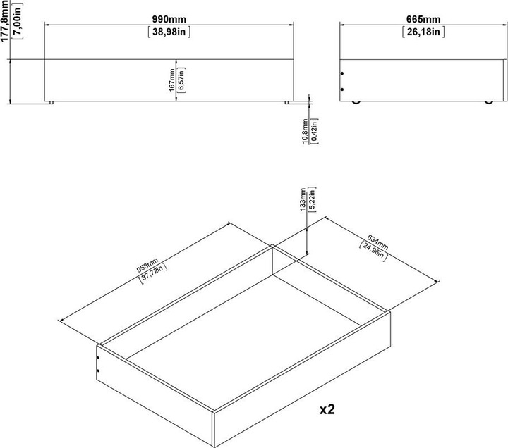Produktbild Ebuy24 Bettschublade Nada (90 x 200 cm)