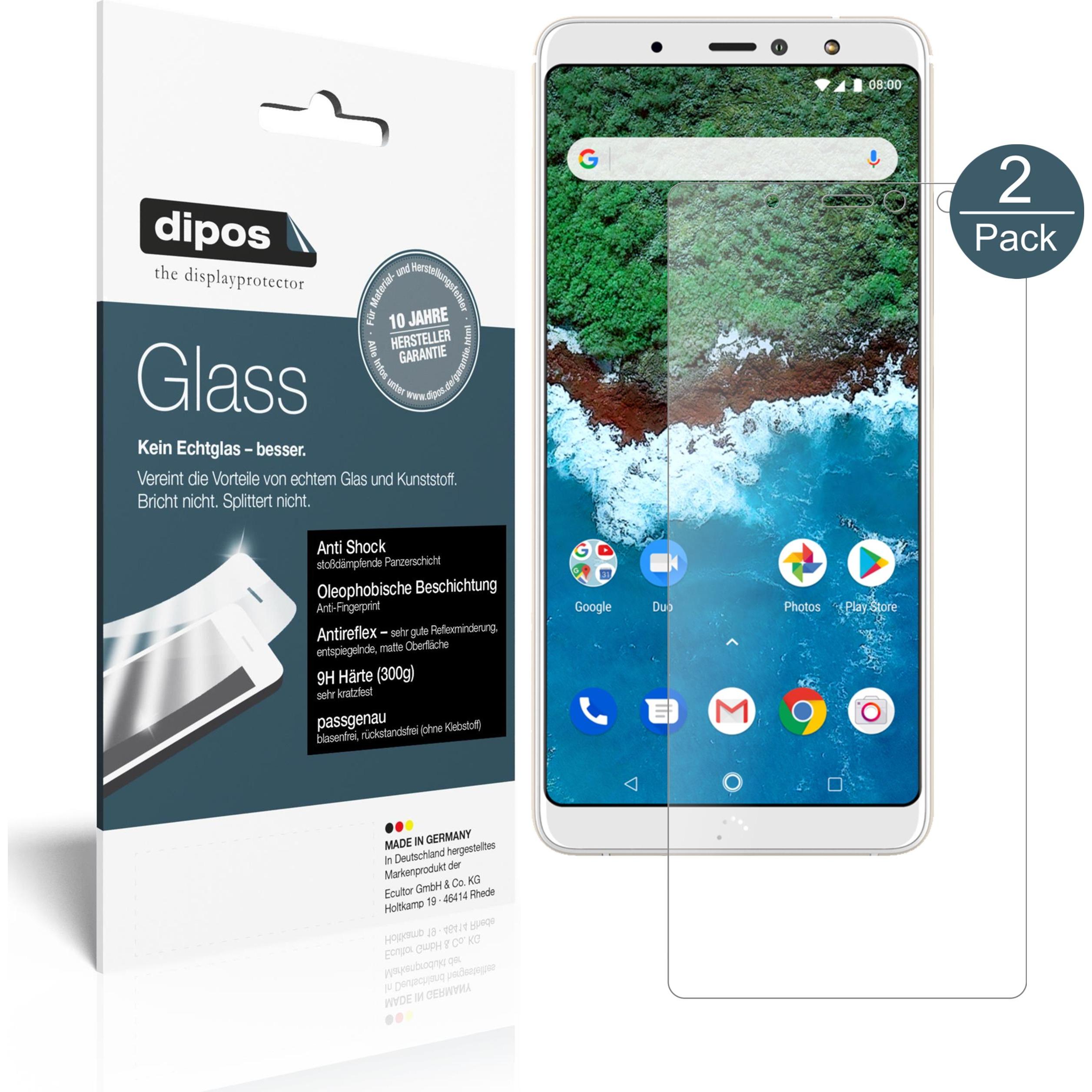 Dipos Displayschutz Anti-Shock (2 Stück, BQ Aquaris X2), Smartphone Schutzfolie, Transparent