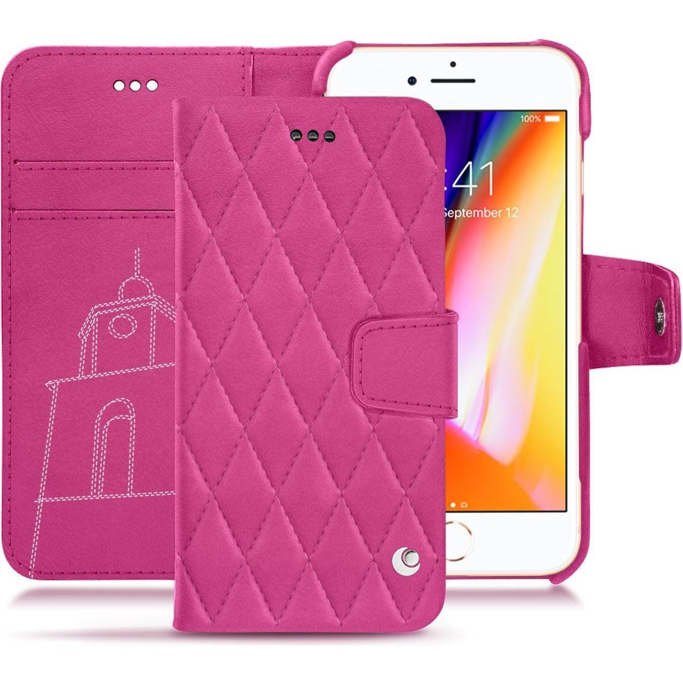 Noreve Lederschutzhülle Wallet (Apple iPhone 8), Smartphone Hülle, Rosa