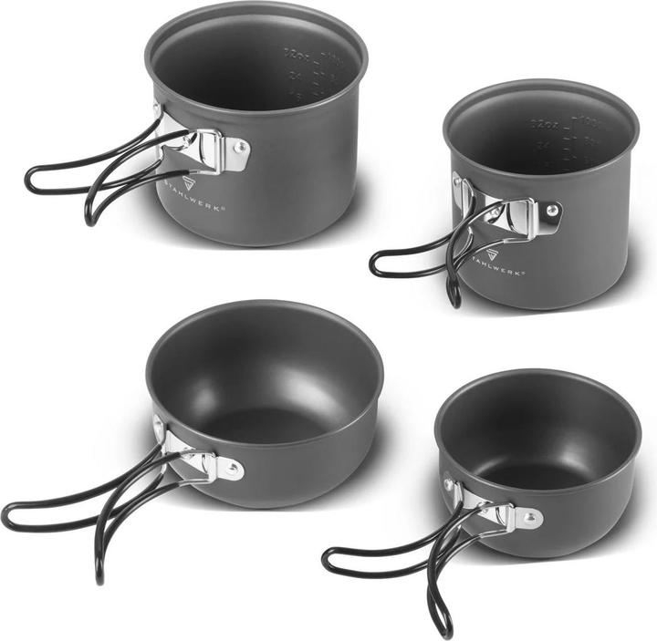 Produktbild Stahlwerk Camping Kochtopf-Set 4-teilig aus Aluminium Outdoor Kochgeschirr Set