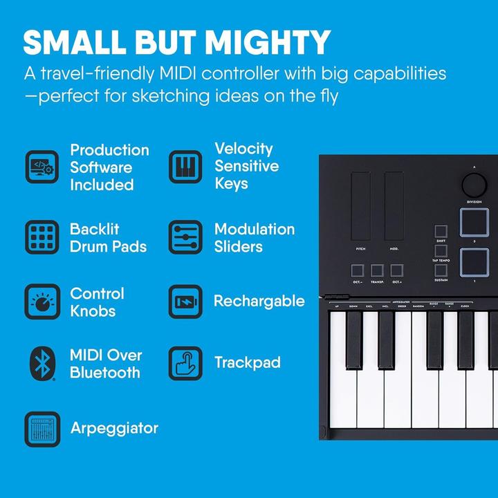Actual product image Carry-On Folding Midi Controller 25 - Black (Keyboards)