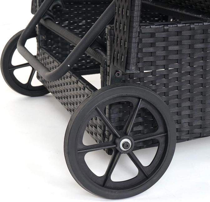 Produktbild Swisshandel24 Poly-Rattan Sonnenliege, Relaxliege Gartenliege Liege, Alu - anthrazit, Kissen beige (108 cm)