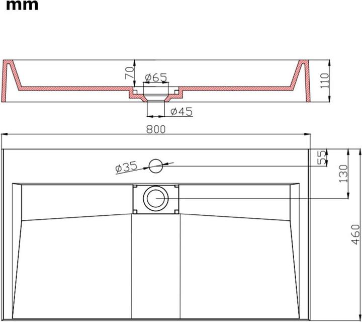 Produktbild vidaXL Becken (460 mm, 800 mm)