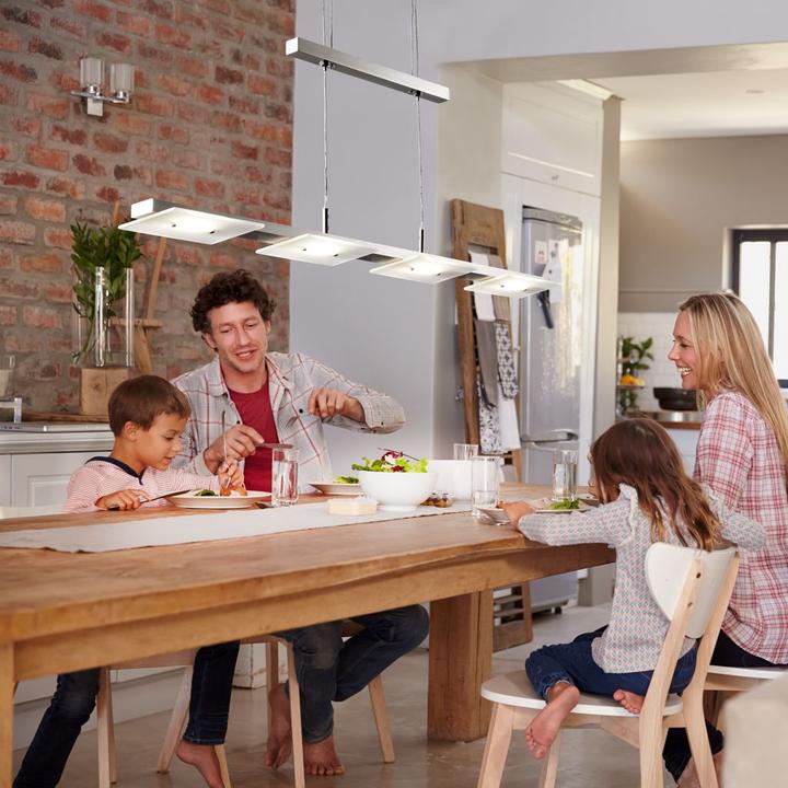 Image du produit B.K.Licht Suspension LED, nickel mat, 4xPlaque LED/4,5W (1600 lm)