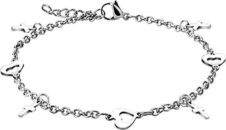 Star Piercing Kette silber mit Herzen und Kreuz (Chirurgenstahl 316L)