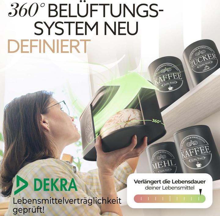 Actual product image Idealtastic Brotkasten und Vorratsdosen-Set für Kaffee, Mehl und Zucker
