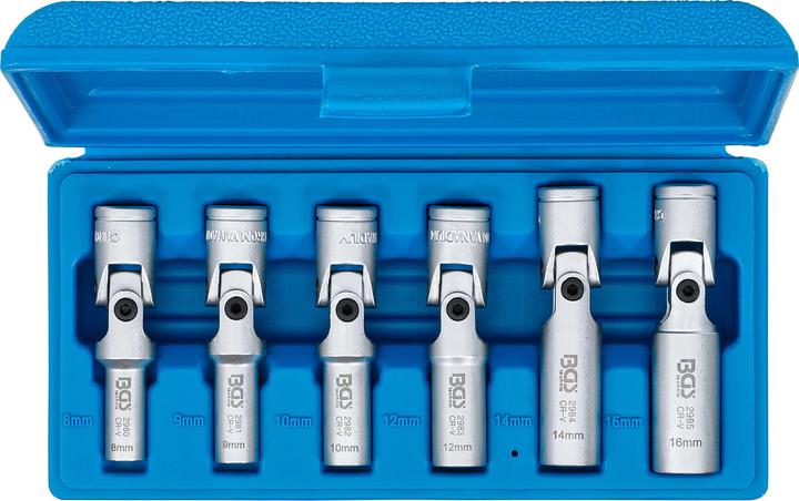 Actual product image BGS Universal Joint Glow Plug Set, Hexagon 10 mm (3/8") Drive 8-16 mm 6 pcs.