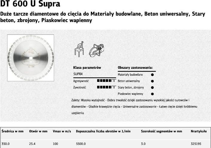 Actual product image Klingspor DT 600 U Supra - diamond blades 350 x 25,4 mm