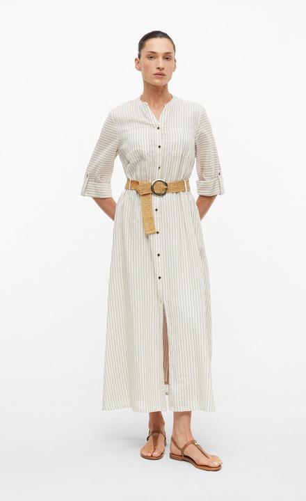 Produktbild s.Oliver Gestreiftes Midi-Leinenkleid mit Gürtel (42)