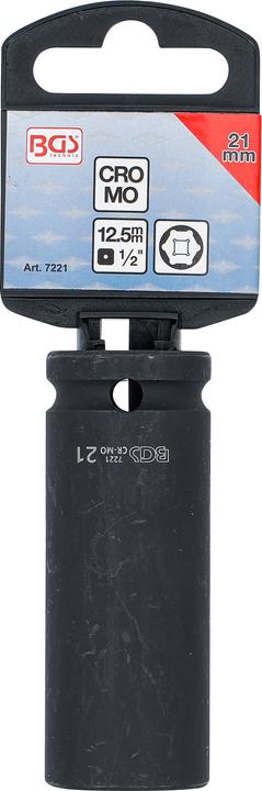 Produktbild BGS Kraft-Steckschlüssel-Einsatz Sechskant, tief Antrieb Innenvierkant 12,5 mm (1/2") SW 21 mm (21 mm)