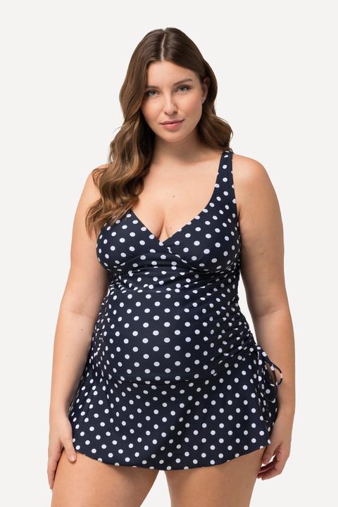 Produktbild Ulla Popken Bellieva-Tankini, Zweiteiler, Umstandsmode, Punkte, seitliche Raffungen, Volantsaum (54)