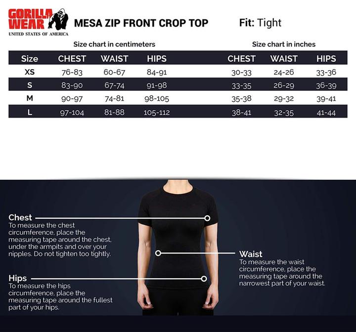 Image du produit Gorilla Wear Mesa Zip Front Crop Top Noir (XS)