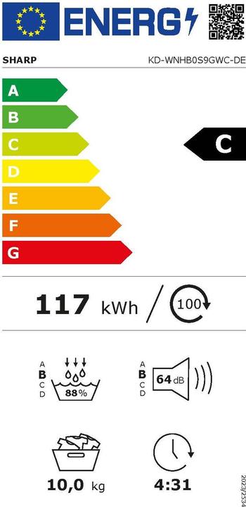 Energie-Label Sharp KD-WNHB0S9GWC (10 kg, Rechts)