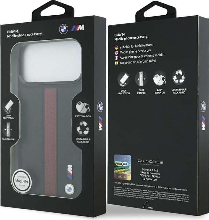Produktbild BMW Etui M Perforated Stripe Logo MagSafe do iPhone 17 Pro Max czerwony (Apple iPhone 17 Pro Max)