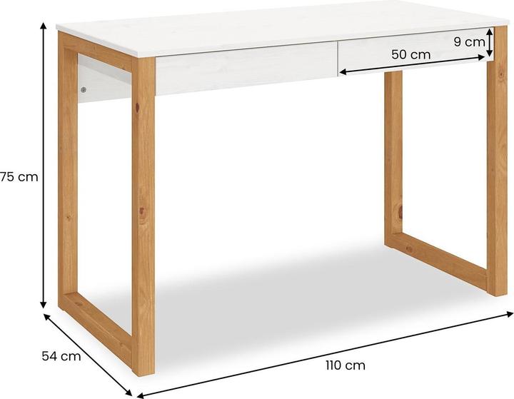 Actual product image IDIMEX Schreibtisch mit 2 Schubladen NOAH