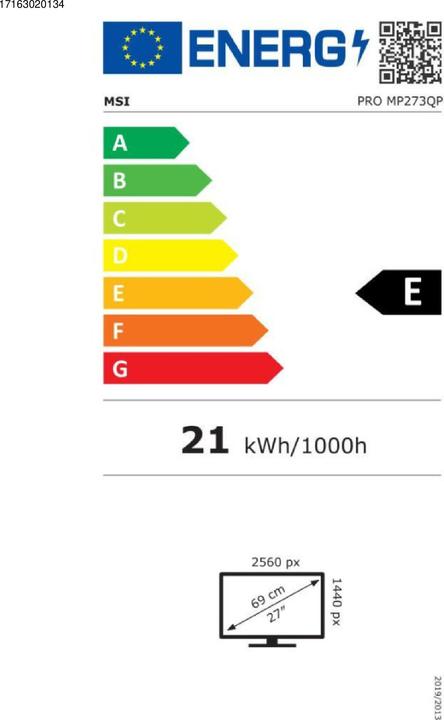 Energie-Label MSI PRO MP273QPDE (2560 x 1440 Pixel, 27")