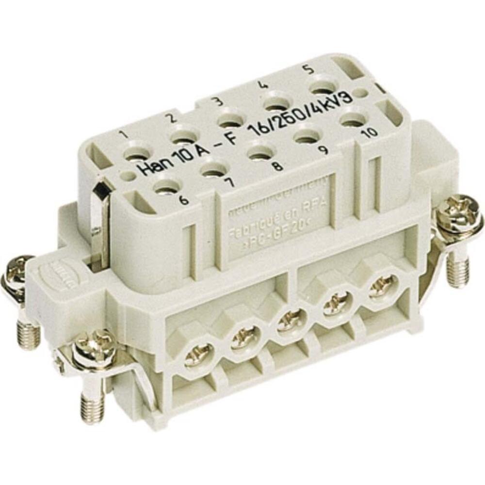 Harting HAN A Steckverbinder, Einsatz Typ 10Ahunstik Schraubklemme max 2,5mm2, 16A10 polet, Elektronikkabel + Stecker, G...