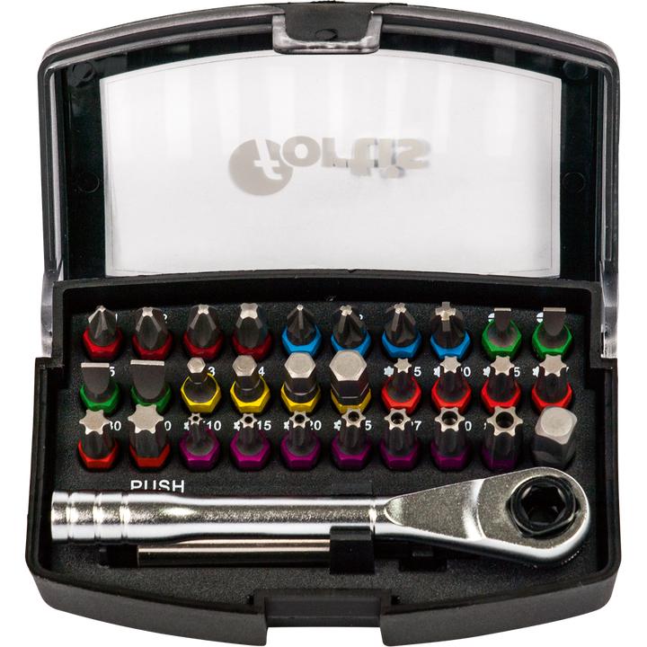 Actual product image Magni Bit range 32-piece with bit ratchet and coloured ring FORTIS