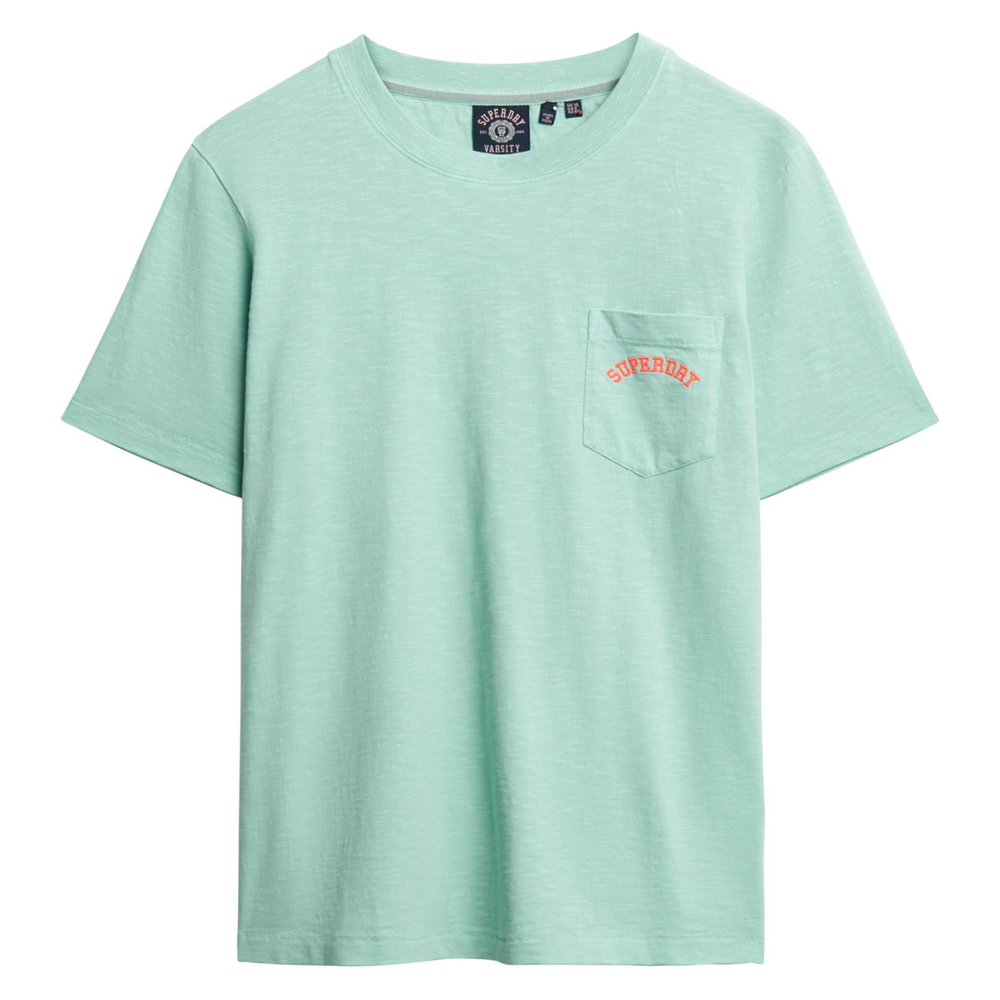 Superdry, Damen, Shirts, Essential Logo T-Shirt Mit Stückgefärbter Tasche, Grün, (10XL)