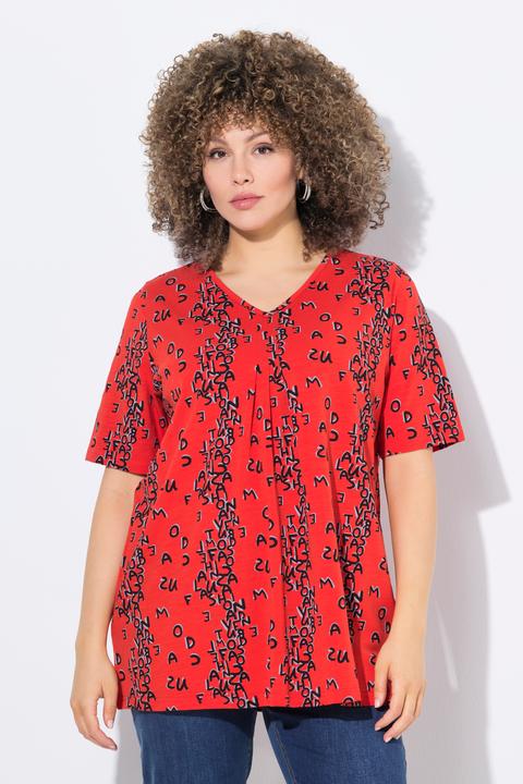 Immagine prodotto Ulla Popken Maglia dal taglio svasato con lettere, scollo a V e mezze maniche (42, 44)