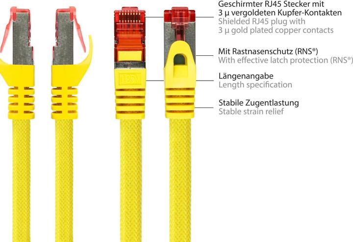 Actual product image Python RNS® patch cable with snap-in nose protection and nylon braiding, Cat. 6, S/FTP, PiMF, PVC, 250MHz (S/FTP, CAT6, 25 m)