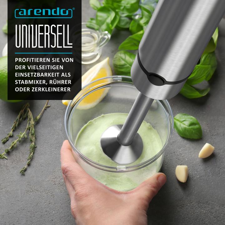 Actual product image Arendo Hand blender stainless steel, 1500 W, electric hand blender, infinitely variable speed + turbo