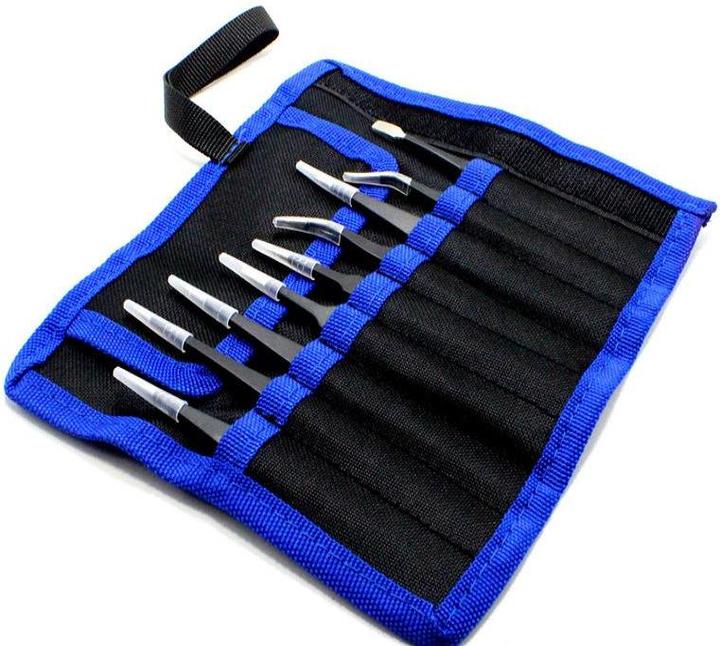 OEM Set of 9 precision tweezers + case