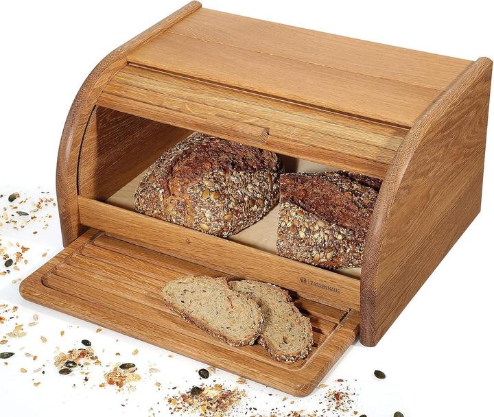 Productafbeelding Zassenhaus Landelijke broodtrommel met plank in eikenhout 40 x 30 cm