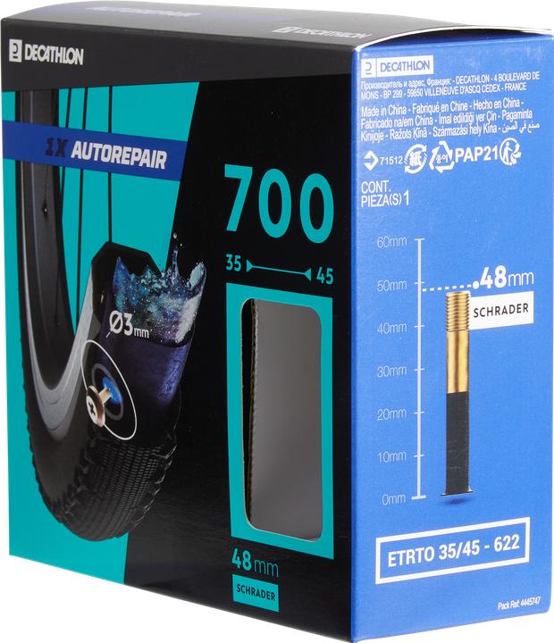 Image du produit Decathlon Chambre à air 700 Ã- 35/45 autoréparante valve Schrader (Presta (SV), 28")