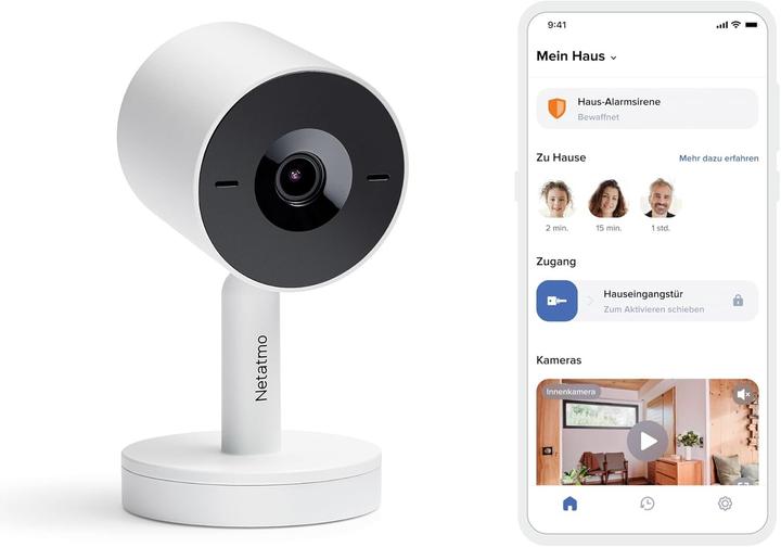 Netatmo Slimme Innenkamera mit KI-Gesichtserkennung, 2K HDR, 130° Weitwinkel, Nachtsicht