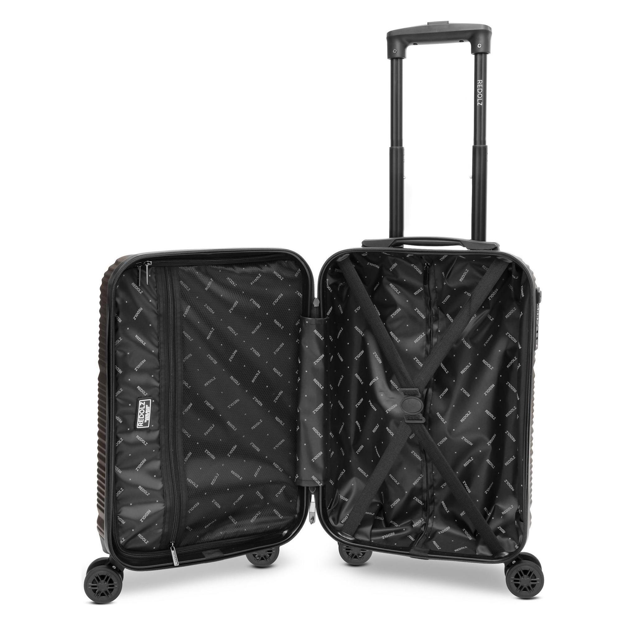 Redolz, Koffer, Essentials 16 Cabin 4 Rollen Kabinentrolley 55 Cm, Braun, (35 l)