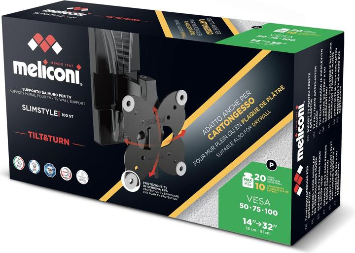 Immagine prodotto Meliconi Supporto da Parete per Tv con (Muro, 20 kg, 14" - 32")