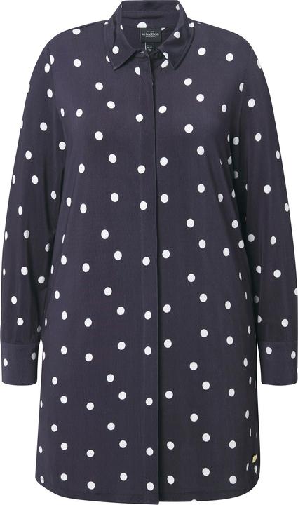 Image du produit Ulla Popken Chemisier long au tombé fluide, motif pois, col chemise et manches longues (54)