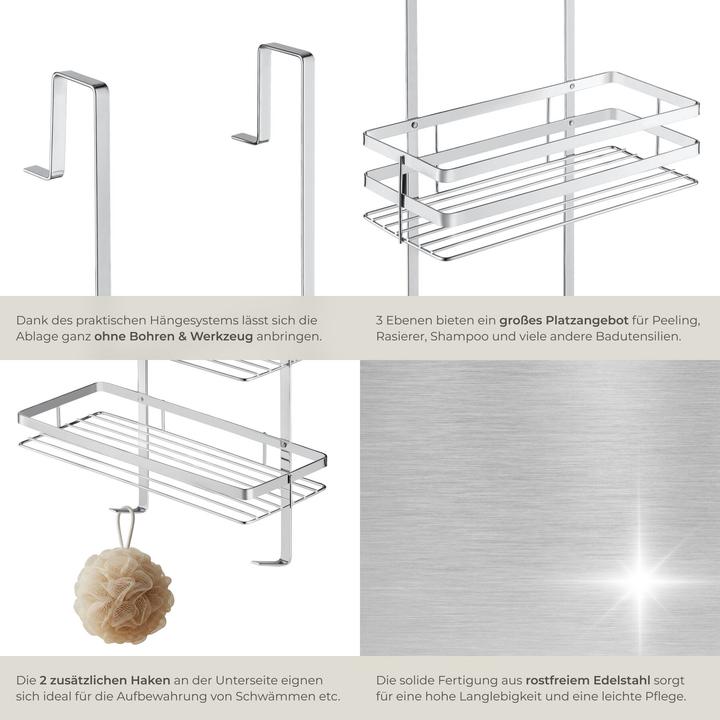Image du produit tectake Étagère de douche à suspendre (30 x 21 x 80 cm)
