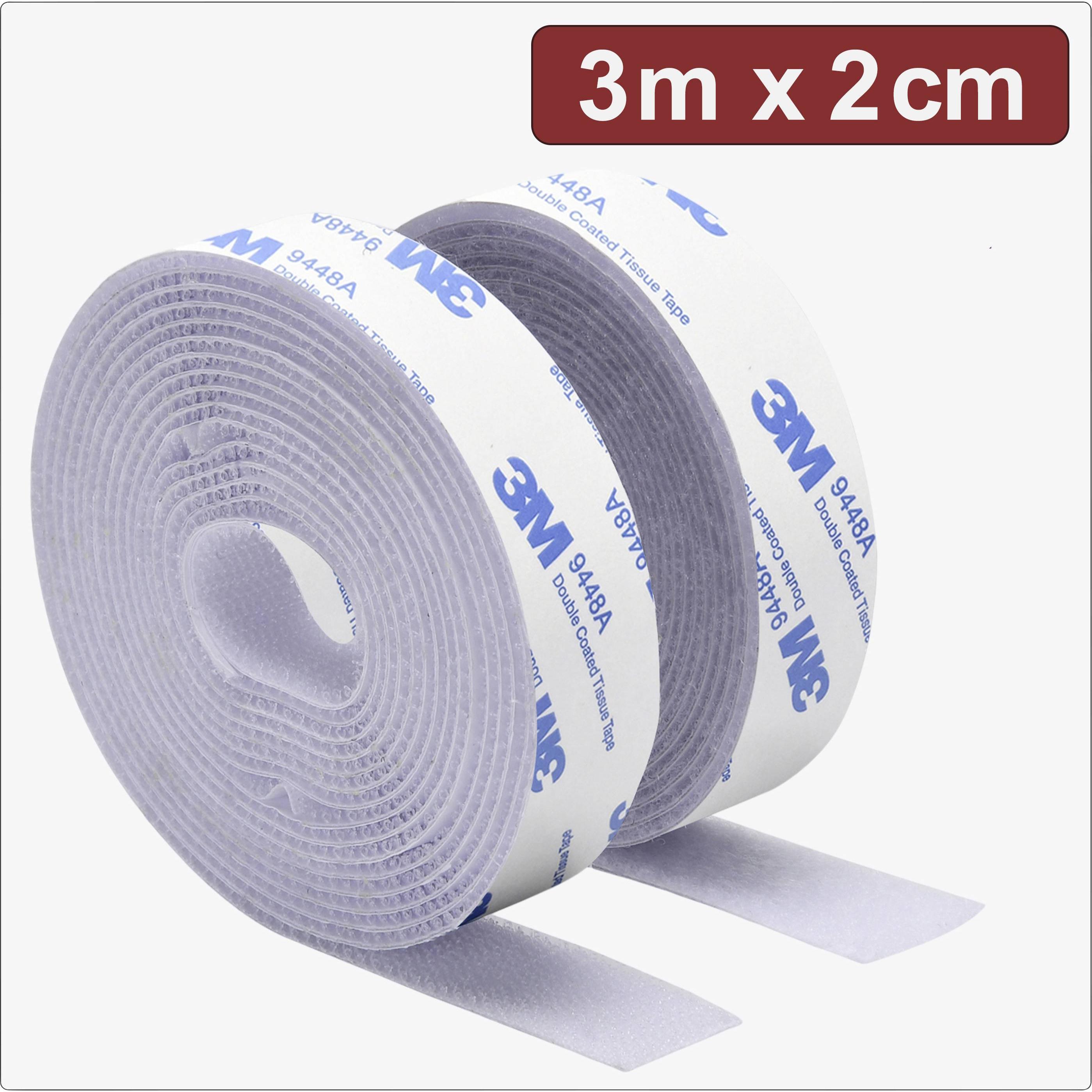 Quadrios, Nastro in velcro, 24CA323 Klettband zum Aufkleben Haft- und Flauschteil (L x B) 3 m x 2 c (20 mm)