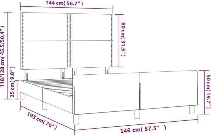 Produktbild vidaXL Bettgestell mit Kopfteil (140 x 190 cm)