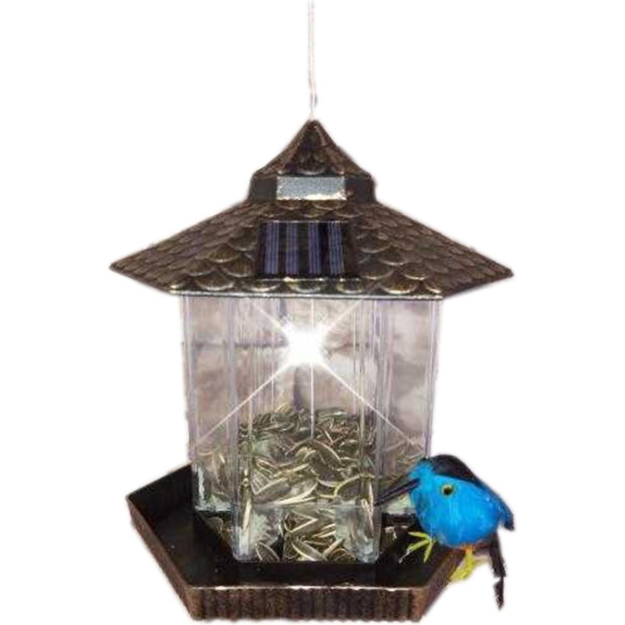 HTI-Living Vogelfutterhaus Nessa Metallic Gold mit Solarpanel, Vogelhaus
