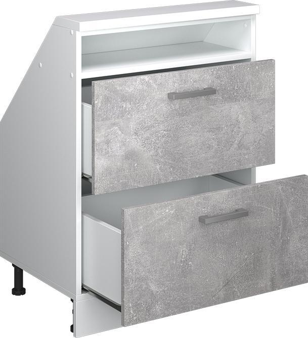 Produktbild Vichy Dachschrägenschrank Rion, Beton/Weiss/Weiss, mit 2 Schubladen (46 x 60 x 81.60 cm)