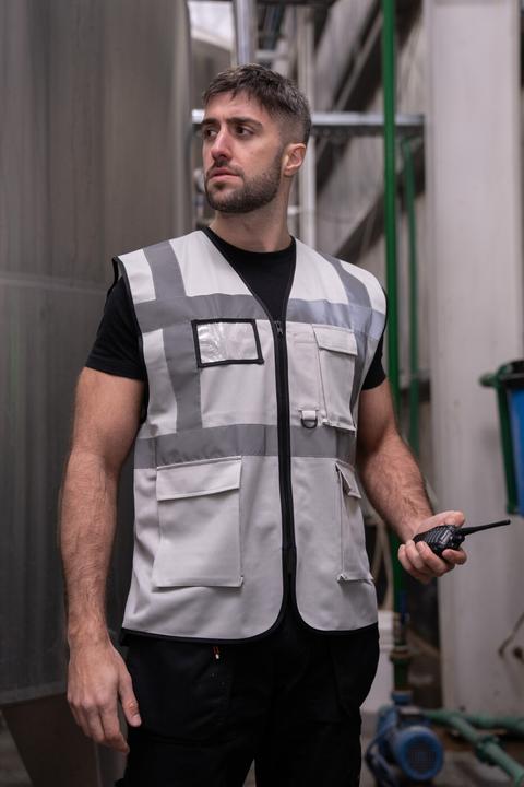 Actual product image Korntex Comfort Warnweste „Hamburg“ - Multifunktional - Aschgrau- XL (XL)