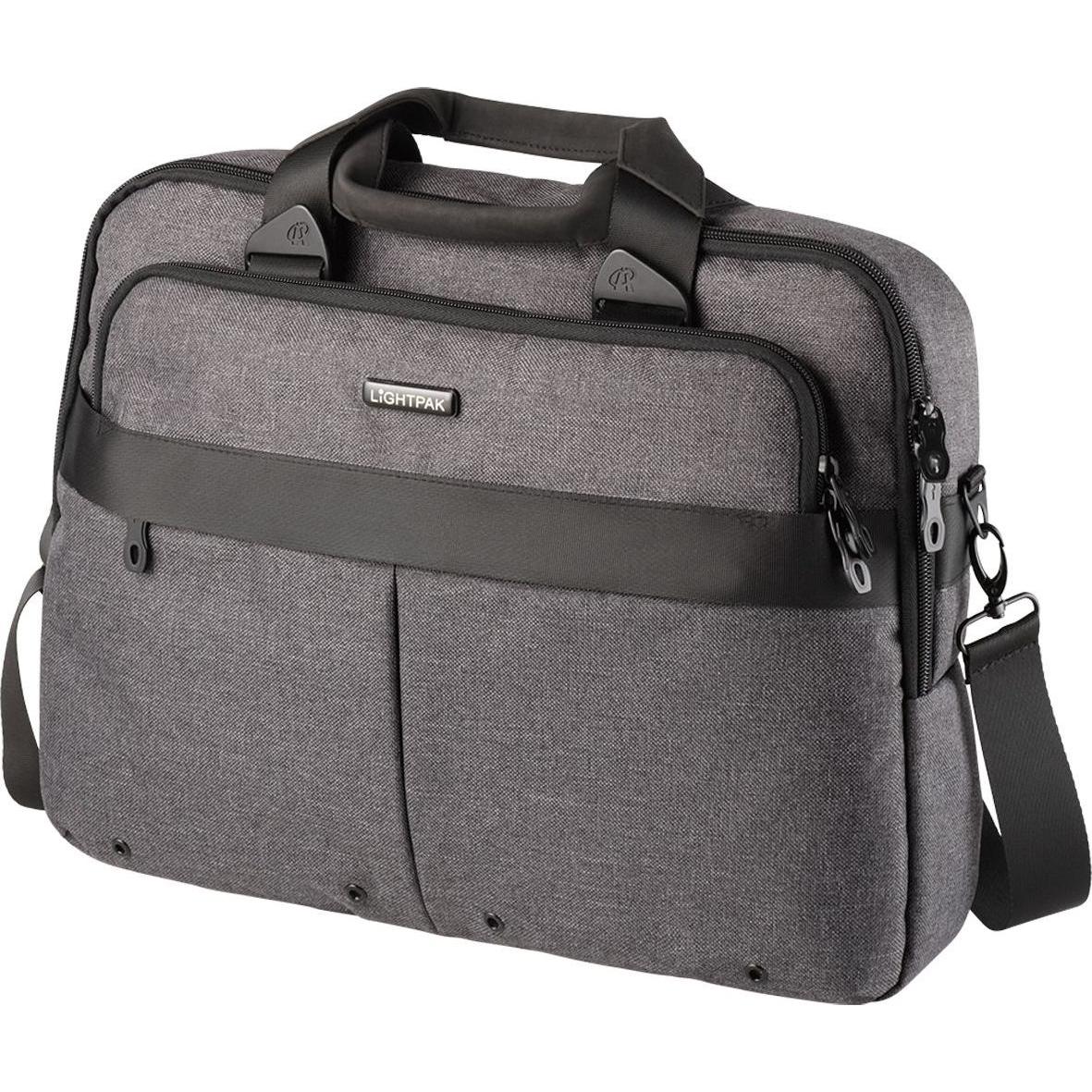 Lightpak Notebook-Tasche WOOKIE, Polyester, grau Laptop- und Tabletfach, Organizer-Fach, 2 Reissverschluss (15.60", Univ...