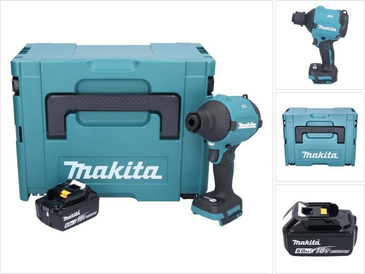 Produktbild Makita DAS 180 G1J Akku GeblÃ¤se 18 V Brushless + 1x Akku 6,0 Ah + Makpac - ohne LadegerÃ¤t (Akkubetrieb, Laubsauger)