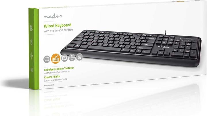 Produktbild Nedis Kabelgebundenes Keyboard | USB-A | Multimedia | QWERTY | US-Layout | Numerische Tastatur (Englisch International, Kabelgebunden)