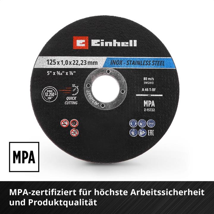 Actual product image Einhell Trennscheiben, 711528, 125x1,0 mm, 50 Stück