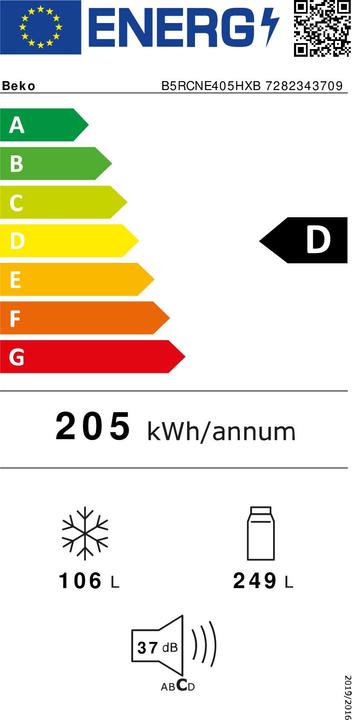 Energie-Label Beko B5RCNE405HXB (355 l)